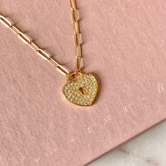 CZ Pave’ Keyhole Heart Necklace - Picture 2 of 5